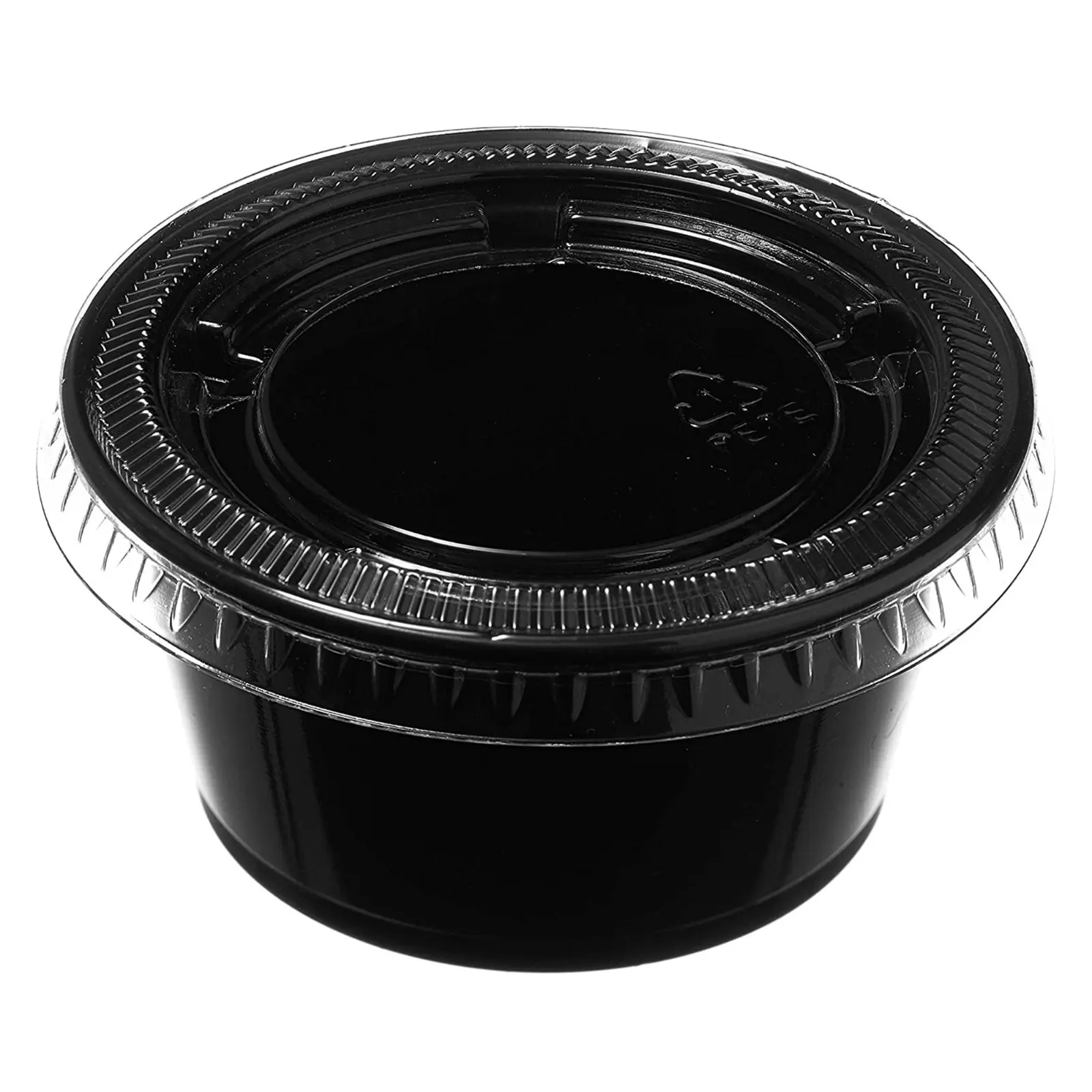 4 Oz Leak Proof Black Plastic Condiment Souffle Portion Cups w/ Lids