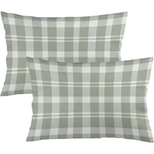 Sage Green Buffalo Plaid Throw Pillow Covers  Size Pack of 2 Farmhouse Rustic Gingham Checkered Pillow Shams Standard Pillowcase Decorative Pillow case for Sofa Bed 20X30 Inches