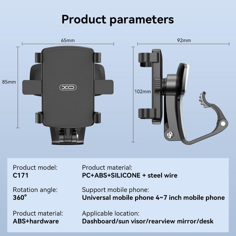 Universal Car Phone Holder Mount,360 Degrees Rotation Dashboard Phone Holder [Upgrade Clip Never Fall],car Phone Mount for iPhone,Samsung,Google,Nokia,and  4-7 inch Smartphones