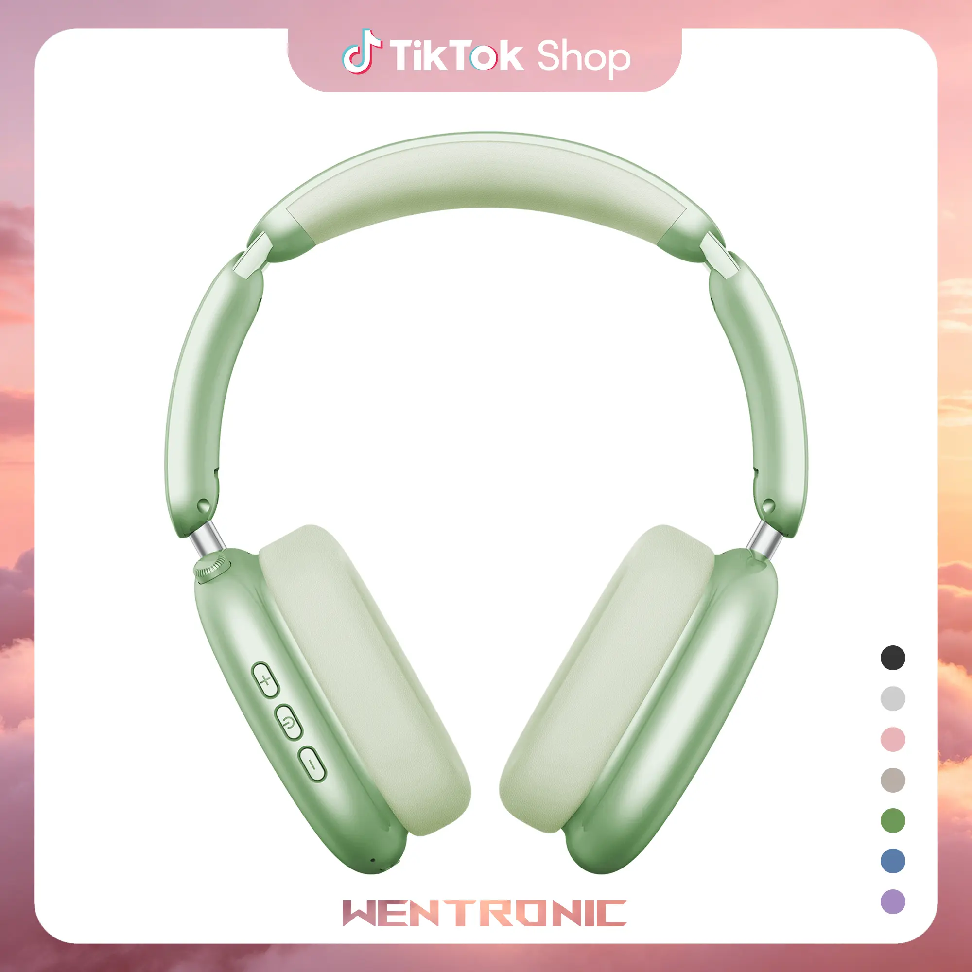 WENTRONIC Y02 Electronic Over-Ear Active Noise Cancelling Wireless Headphones - 60H Playtime, Hi-Res Audio, Foldable, Soft Earpads, Built-in Mic, 3.5mm Jack, Waterproof Headphones, Mobile Calls, iOS/Android/PC Compatible