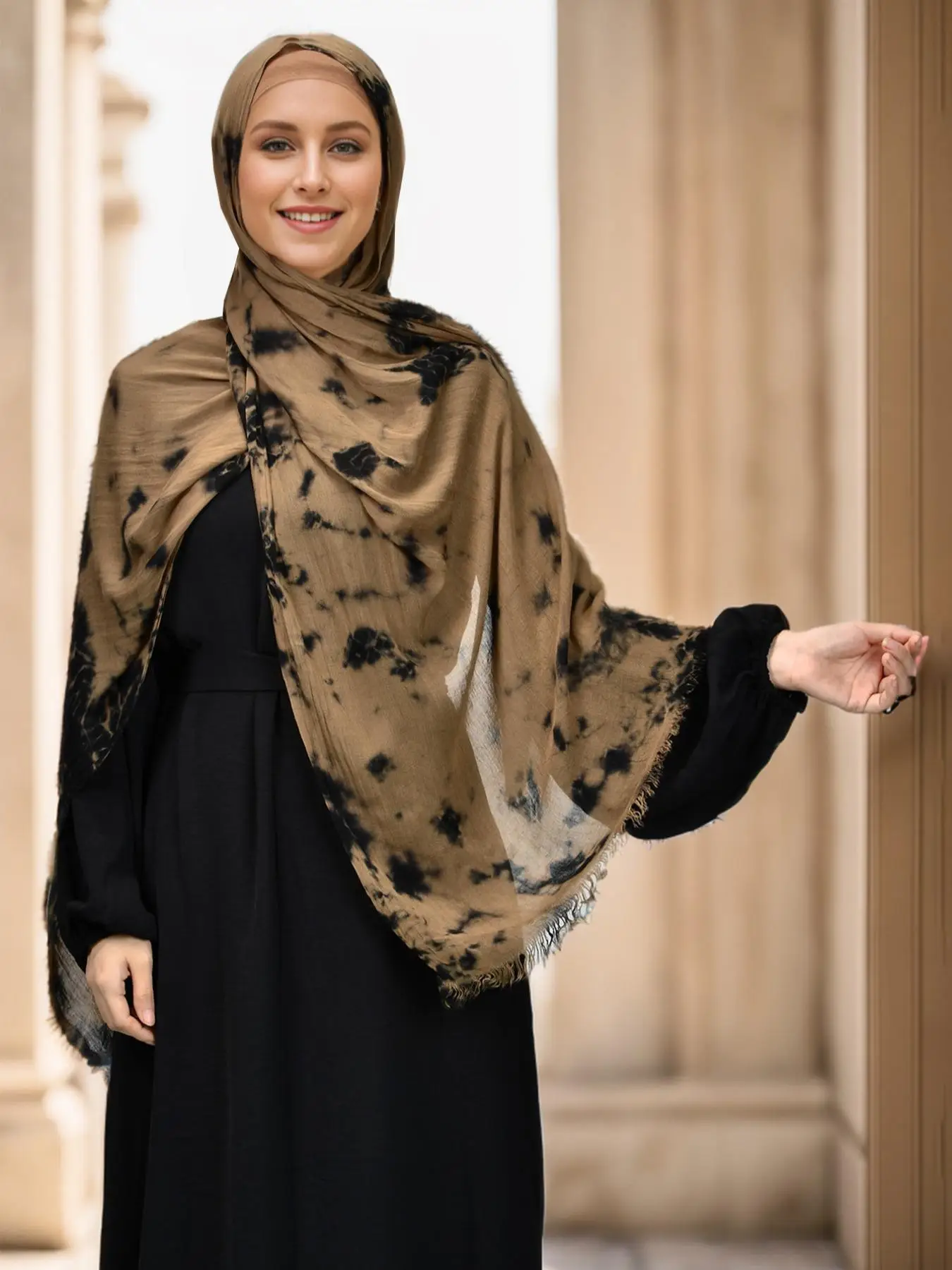 Women's Tie Dye Print Khimar, Fashionable Long Scarf for Daily Wear, Casual Versatile Hijab for Women