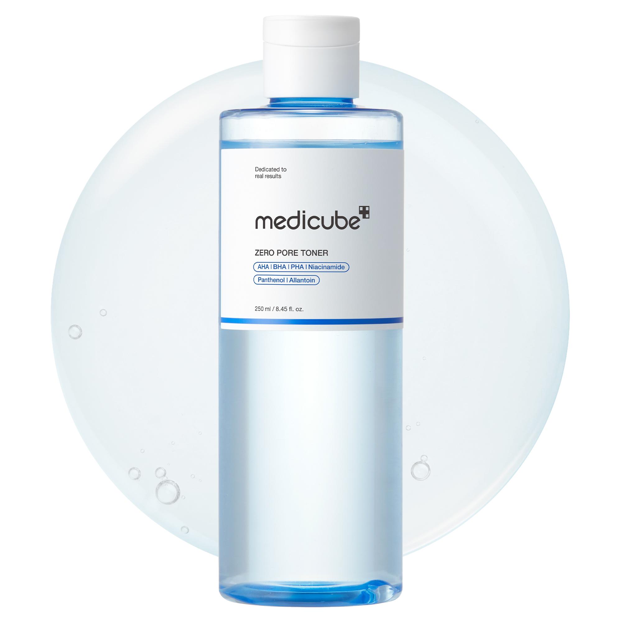 medicube Zero Pore Toner I Exfoliating Hydrating Blue Bottle Water Toner with AHA BHA PHA Niacinamide and Panthe