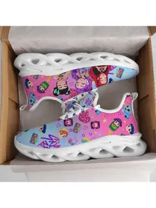 K-Pop Hunter Girl woman Shoes Fashionable Daily Casual Playwear for Mesh Lace-Up Low Footwear Sneakers Shoes, Lace up trainers, Trainer
