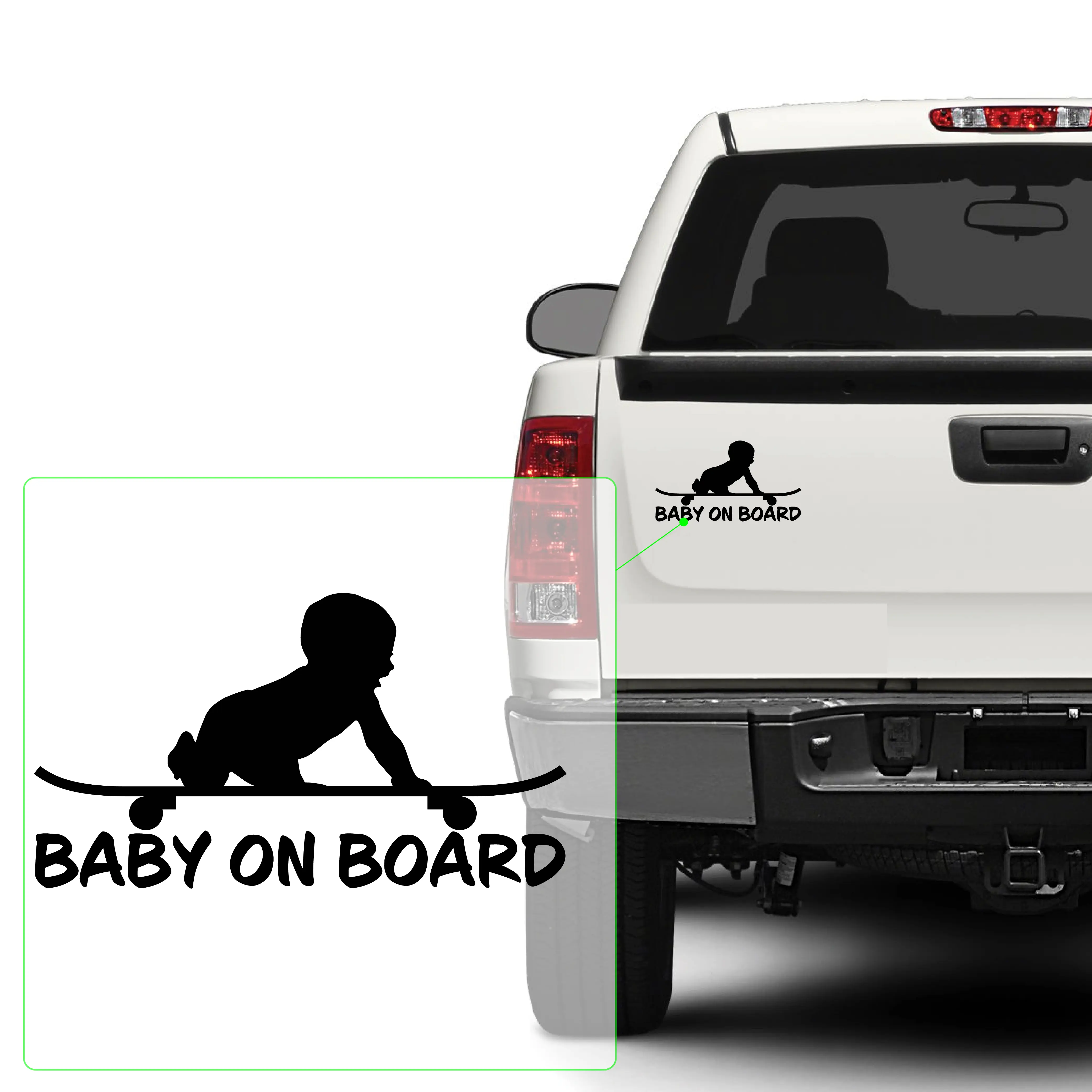 baby on skate board Vinyl Decal Sticker for Car, Laptop, Tumbler and More. # 299