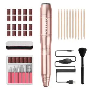 Electric Nail Drill for Acrylic Gel Nails Dip Podwer, 20000 RPM Efile E Nail File Electronic Nail Filer Home Manicure Pedicure Drill with Sanding Bands, Nail Bits, Nail Files and Nail Brush Cuticle Pusher Nailcare