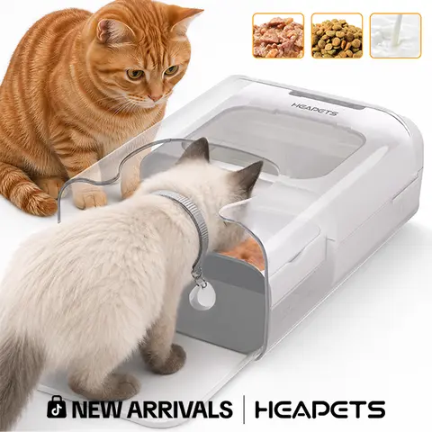 【2026 New Arrivals】Heapets P360 RFID Smart Automatic Pet Feeder with Collar Sensor, 3-Button Setup, Pinch-Free Door, Sealed Lid Feeders, Anti-Food-Stealing Dispenser for Wet/Dry Food Multi-Pet Homes (Cats, Small Dogs)