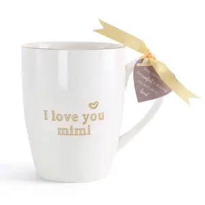 HOME SMILE Mimi Gifts for Grandma Mother's Day Birthday Christmas Valentine' from Grandkids-I love You Mimi Coffee Mug with Handle,Engraved Tea Cup Novelty Coffee Cup for Office Work,12 oz Ceramic
