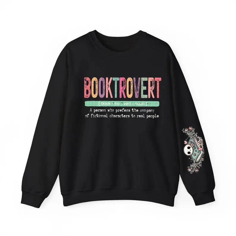 Booktrovert Book shirt Sleeve, Booktrovert Definition Tee, Reading Funny Book HoodieBook lover gift Png Positive quotes Sublimation ORIGINAL