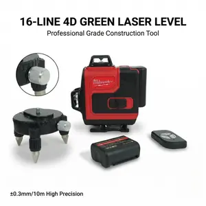 Milwaukee M16 16 Line Three-Side Outdoor Laser Level Kit With Tripod And Battery For Construction Layout Cross Line Measuring Tool lithium-ion Cordless High-Torque Impact Drill