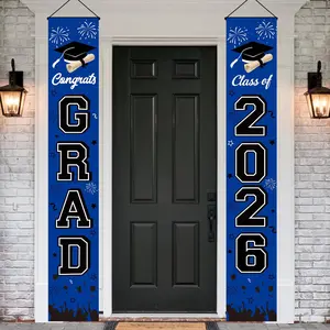 Graduation Decorations 2026 Porch Banner, Congrats Grad Class of 2026 Banner Blue, 2026 Graduation Decorations for Door and Porch Class of 2026 Party Supplies
