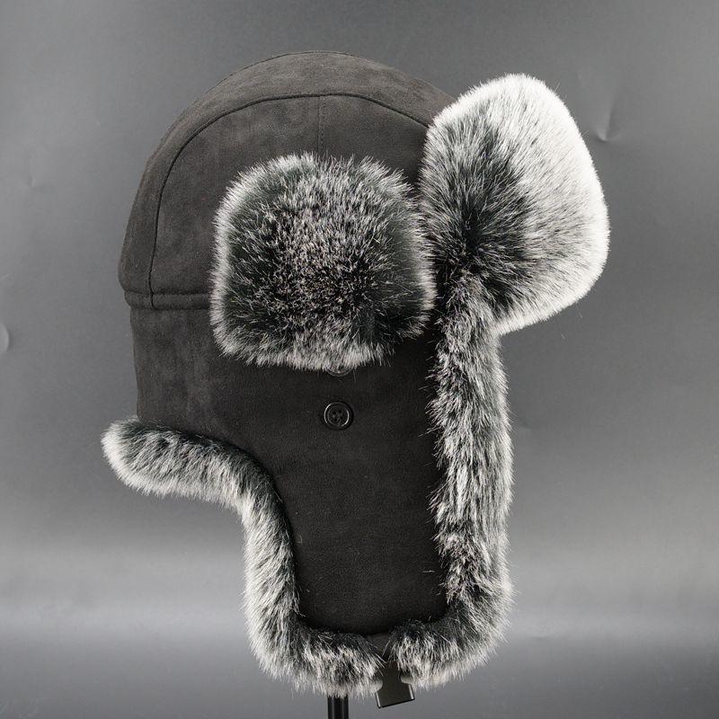 Men's Winter Ushanka Earflap Trooper Hat Aviator Windproof Hat Faux Fur Warm Hat Ski Beanies Cap Berets Skull caps