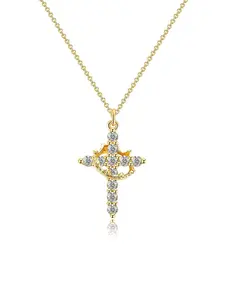 Rhinestone Crown & Cross Pendant Necklace for Women & Men, Fashion Jewelry for Party, Daily Clothing Decor, Trendy All-match & Exquisite Jewelry for Birthday Gift, Exquisite Chain Jewelry