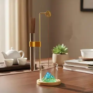 Mountain 'Fu' Backflow Incense Burner with Stick Storage & Ash-Proof Home Decor Ritual Ornament Air Fragrance Diffuser