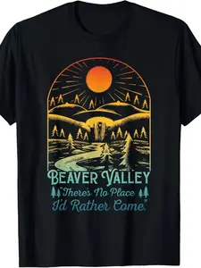 Men's Beaver Valley Graphic T-Shirt - Beaver Valley National Park Inspired Design with Beaver Logo & Slogan, 100% Cotton Loose Fit Crew Neck Short Sleeve Tee, All-Season Casual Wear for, Travel & Outdoor Activities (Black, Beaver Tshirt