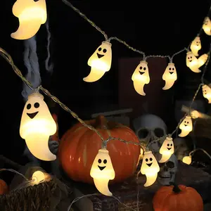 Ghost/Pumpkin Design LED String Light, 20pcs Battery Powered LED String Light, Outdoor Decoration for Home Party Garden Yard