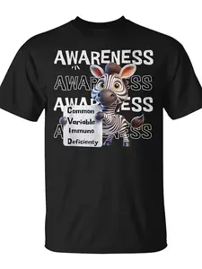 Common Variable Immunodeficiency Cvid Awareness Zebra T-Shirt Unisex for Daily Wear  Funny Christmas Novelty Men's T-Shirt Summer Trendy Streetwear Fashion Top Quality Comfortable Casual Printed T-shirt Pure Cotton 220G