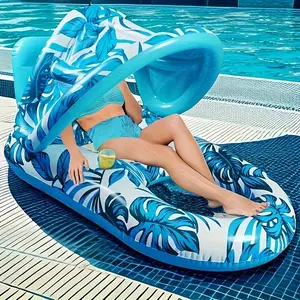 Durable PVC Coconut Tree Floating Lounger with Canopy - Perfect for Pool Parties & Outdoor Leisure