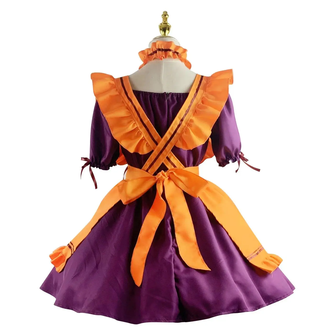 Women's Plus-Size Pumpkin Theme Halloween Cosplay Costume - Japanese Lolita Devil Maid Role-Play Dress with Sleeves, Leg Covers, Matching Accessories (4XL, 5XL)