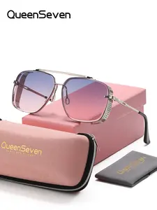 QueenSeven 1 Piece Unisex Full Frame Sunglasses, Square Frame Sunglasses UV400 Exudes refinement