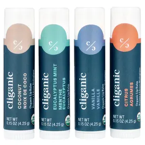 Cliganic Organic Lip Balm Set, Sweet Bliss, 4 Pack, 0.15 oz (4.25 g) Each