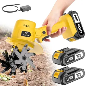 20V Mini Cordless Tiller Cultivator for Gardening, Electric Garden Tiller with Batteries & Charger, Garden Rototiller for Lawn Gardening Soil Cultivation,Best Gift for Garden Work and DIY Projects