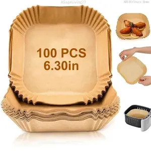 Air Fryer Paper Liners, 100Pcs Parchment Paper, Air Fryer Liners Disposable for Microwave, Non-Stick Air Fryer Liner Square/round Free of Bleach (6.3IN) Baking Supplies Kit BakewareEverlanelnspired17ASageLiving27AB14Veloura Home