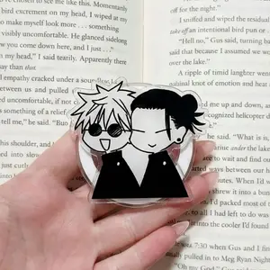 Magnetic Phone Grip Sorcerer Students Duo Kindleholder – "Besties" Anime Boys Acrylic Grip, High School Manga Aesthetic, Magneticphonegrips for Readers, Friendship Gift