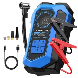 LUPU AUTO multifunctional portable tire inflator, 4 preset modes, automatic stop, LED display, intelligent safety indicator, fast charging for phones and tablets, suitable for car tires, bicycles, and swimming rings