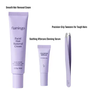 Fuzz-Free Face Bundle, Hair Removal Cream, Clamming Serum, Stainless Steel tweezer