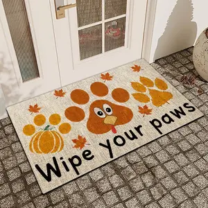 1Pc Thanksgiving Turkey Dog Claw Diatom Mud Anti Slip And Water Absorbing Entrance Door Mat Indoor And Outdoor Door Mat Kitchen Dining Room Bathroom Decor Holiday Home Decor