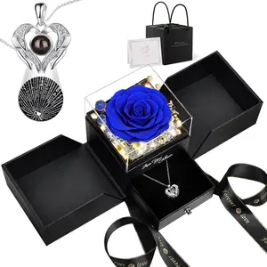 Gifts for Women Preserved Real  Eternal Rose with Necklace Long Lasting Forever  Roses Birthday Gifts for Mom Girlfriend Grandma Wife Daughter Her