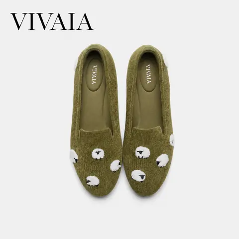 VIVAIA Women’s Eco-Friendly Update Round-Toe Embroidered Slip-On Loafers, Wide Toe Box Chic Flats with Arch Support, Walking Shoes for Daily Wear (Audrey)