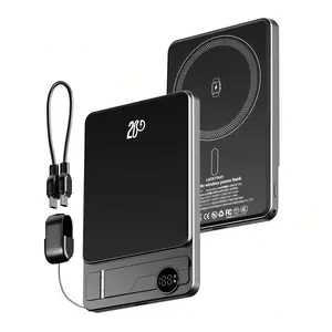 LUCKYDUO 3 in 1 Magnetic Wireless Power Bank 10000mAh, Slim Magnetic Portable Charger with Foldable Stand & LED Display, PD 20W USB C Cable Magnetic Battery Pack for iPhone 17/Air/Pro/16/15/14/13/12 Series