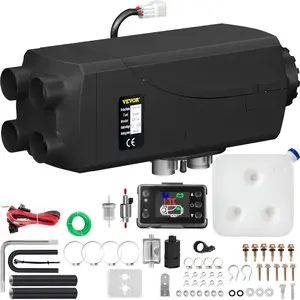 【fathersdaygift】VEVOR Diesel Air Heater 8KW with Muffler, TikTokShopBlackFriday, 12V 10L Tank for Boats, Buses, RVs, and Trailers. Includes 8000W Heating Power and LCD Monitor