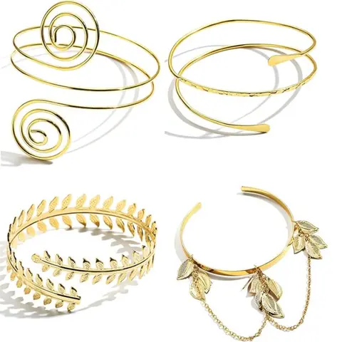 4PCS Arm Cuff Upper Arm Band Cuff Bracelet Bangle for Women Adjustable Armband Set