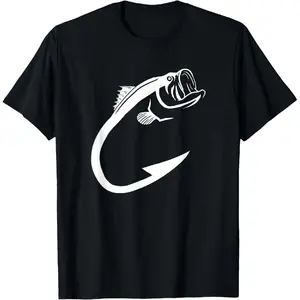 [100% Cotton] Fish Hook Minimal Art Cool Fishing Lover Art Lover Gift T-Shirt.