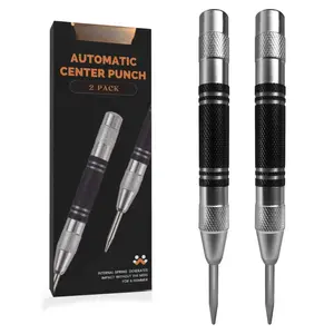 Automatic Center Punch 5 Inch Spring  Center Punch Adjustable Tension Punch Tool for Metal  Glass Plastic 2 Pack