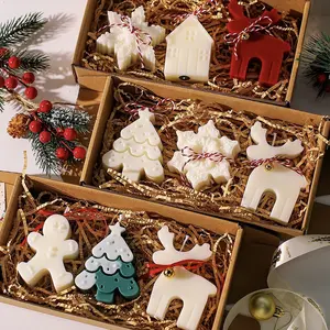 Handmade Scented Candle Gift Box, Christmas Tree, Deer, Gingerbread Man Shapes, Pure Handcrafted Soy Wax, Perfect Holiday Gift