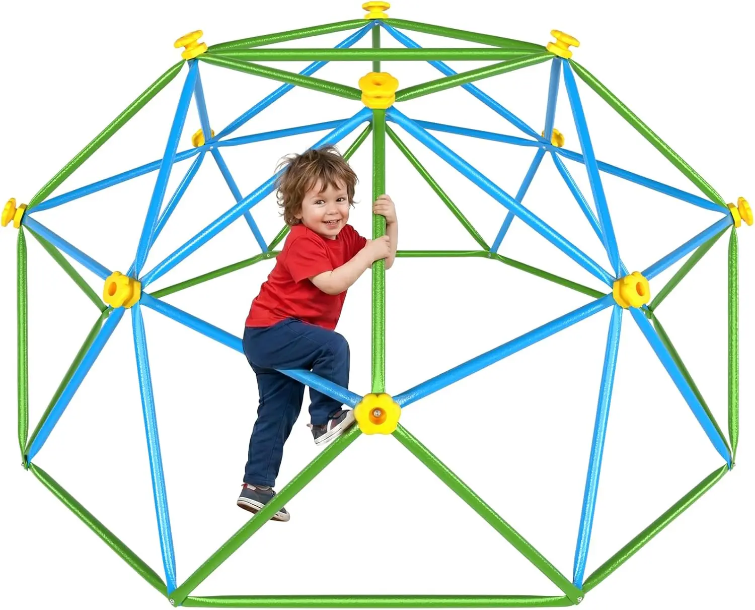 Gardenature 6FT Unisex Geometric Dome Climber, Kids' Play Jungle Gym for 3-8 Year-Olds (Indoor/Outdoor), 440Lbs Capacity Anti-Rust Metal Play Structure, ASTM Approved, Blue & Green Kids Gift Toy