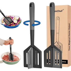 Potato Masher Meat Chopper Spatula 2-in-1, Ground Beef Chopper Tool, Multi-Use Meat Masher Spatula and Vegetable Cutter for Cooking