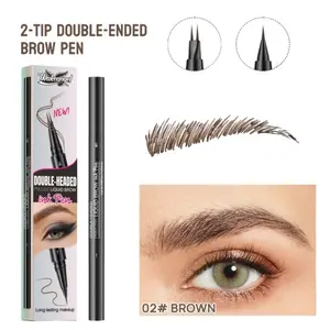 Hair-like Eyebrow Pen,2-in-1 Waterproof Brow Penwith 2 Tip, with Dual-ended Eyebrow Brush, CosmeticMakeup