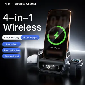 4-in-1 Multi-Device Wireless Charger Stand – Fast Charge for Phones, pop-up charging Earbuds & Smartwatches (Apple, Samsung, Google, and More)