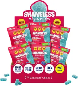 Shameless Snacks Super Sour Blue Raspberry - Sour Candy & Fruit Snacks, Gummy Candy, Keto Snacks in Bulk, 3g Sugar Gluten Free Vegan for Kids & Adults