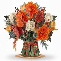 Boho Pop Up Flower Bouquet Card