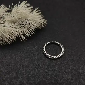 S925 Pure Silver New 3mm Single Knot Line Ring Neutral Personality Hip Hop Fashion Trend Simple Retro Luxury Jewelry Party Gift Statement Rings Tarnish Resistant Ring