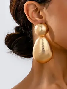 Boho Style Exaggerated Geometric Water Drop Earrings, Matte Metal Studs for Daily Wear, Perfect Gift for Vacation, Boho Style Jewelry, Matte Finish Earrings