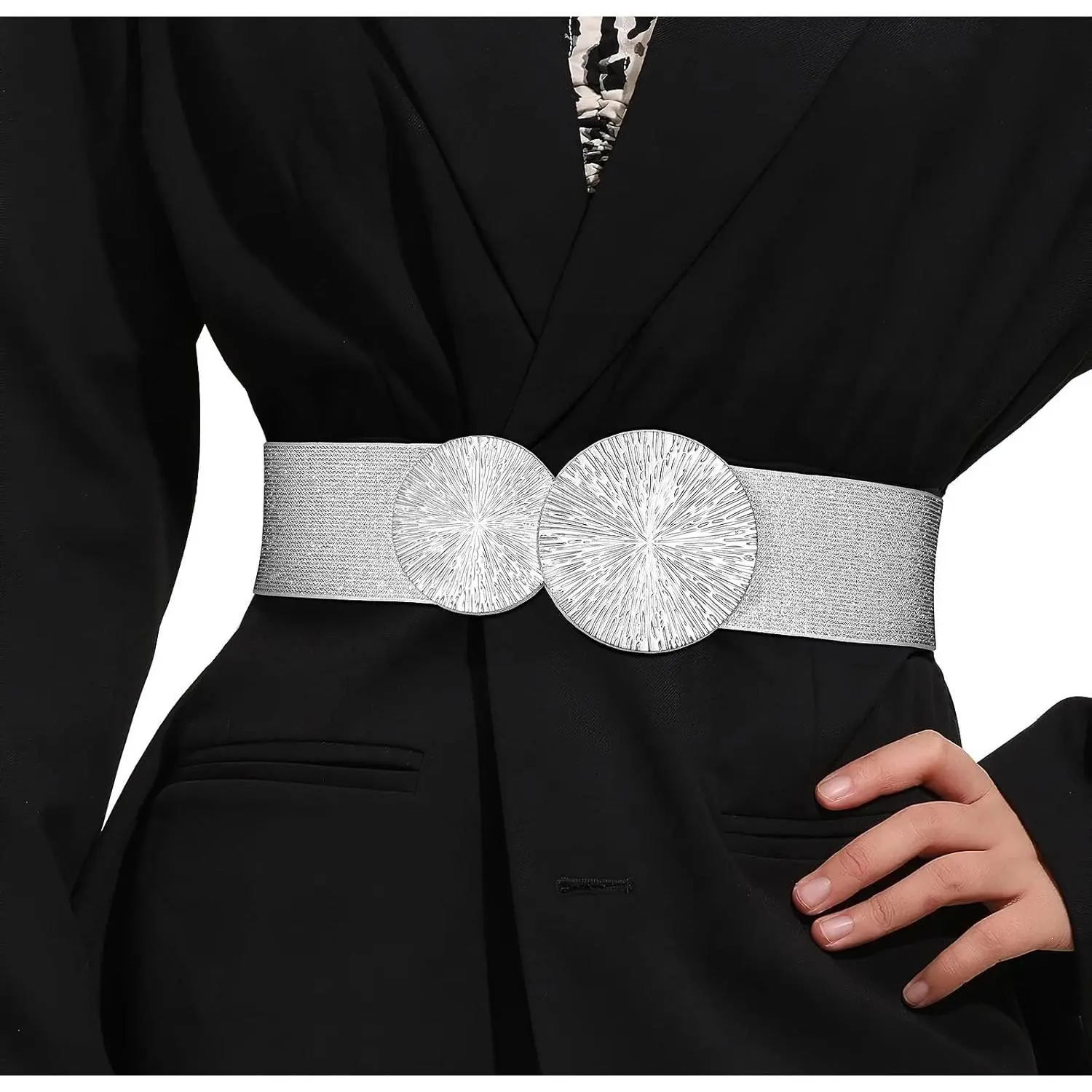 Women Wide Stretchy Belt for Dresses Fashion Elastic Waistband Belt with  Buckle Cinch  Belt