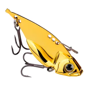 VIB Sinking Fishing Lure, Metal Blade Bait Gold/Silver, Rattling Vib Lure for Bass Sea Bass Crappie, Heavy Casting Weighted Lure for Freshwater Saltwater Fishing