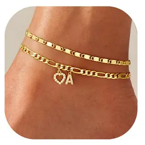 Love diamond-set 26-letter anklet double-layer adjustable beach vacation casual versatile foot decoration  free for shipping autumn rapper chain necklace camera boyfriend matching birthstone ring cute gifts girlfriend y2k accessories, Anklets For Women