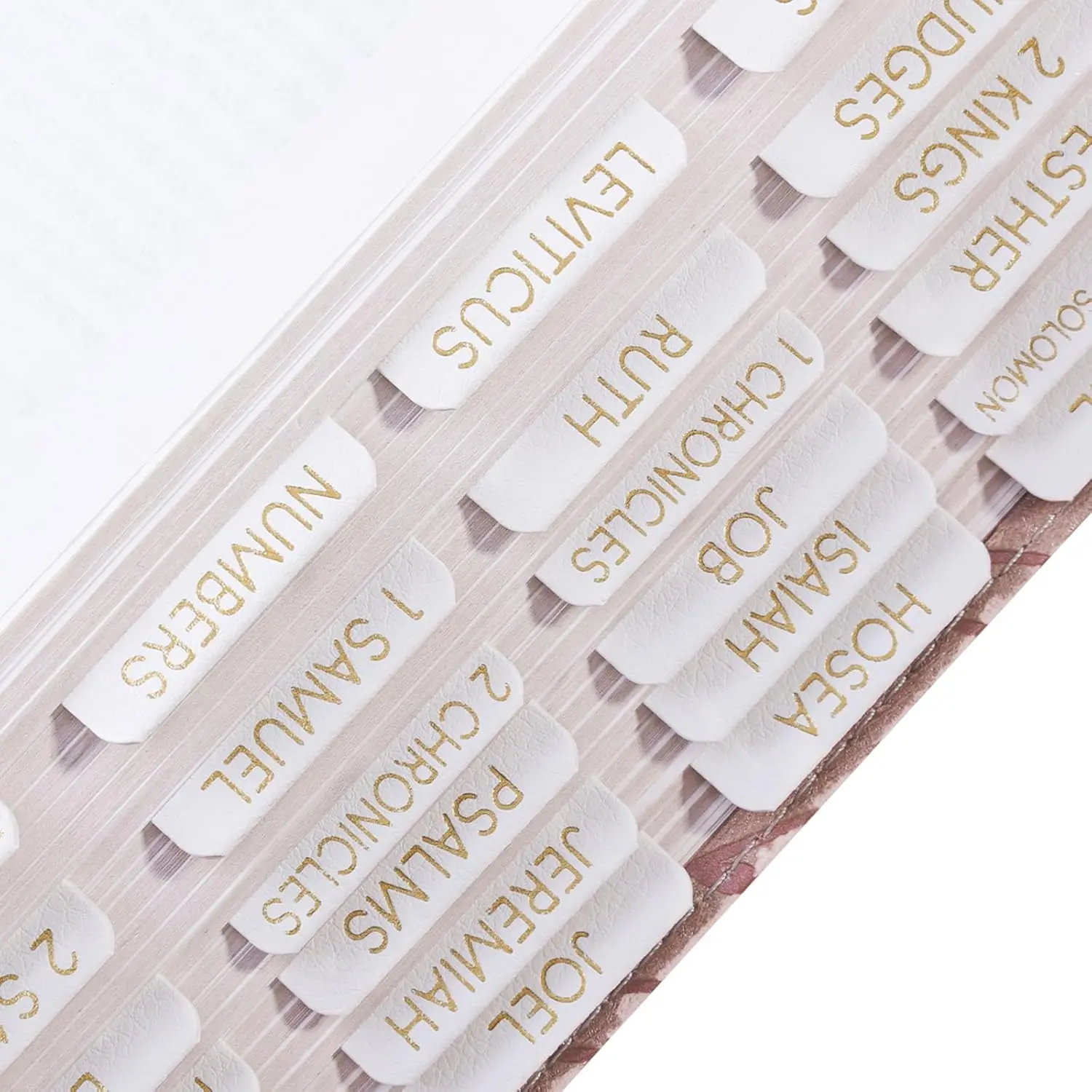 Leather Bible Tabs for Women and Men, 75 Chapters Laminated Dividers Bible Book Tabs, New/Old Testament Easy Navigation, Large Print, Catholic Bible Study Supplies (White)